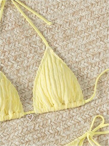 Women's 2 Piece High Cut String Bikini Set Tie Side Wireless Halter Swimsuits Beach Swimwear in Saudi Arabia
