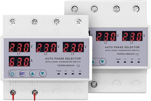 1PCS 63A 3 Phase 3P+N DIN Rail Phase Selector قابلة للتعديل وتحت حامية مراقبة حماية تيار الجهد (محدد طور 63A) in Kuwait