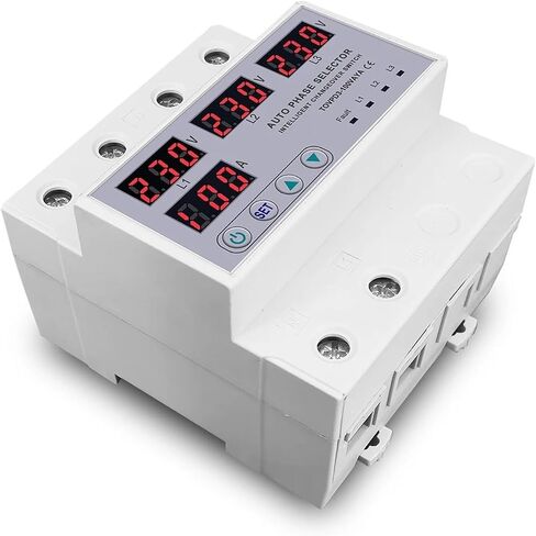 1PCS 63A 3 Phase 3P+N DIN Rail Phase Selector قابلة للتعديل وتحت حامية مراقبة حماية تيار الجهد (محدد طور 63A) in Kuwait