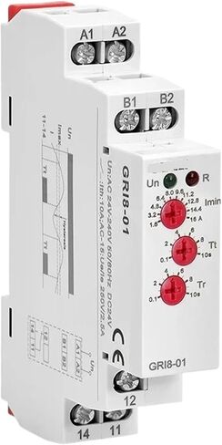 GRI8-01/02 Current Monitoring Relay 0.5A 1A 2A 5A 8A 16A ACDC24V-240V Overcurrent Undercurrent Protection Relay(GRI8-01 OverCurrent,0.8-8A) in Saudi Arabia