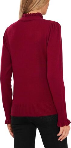 CeCe Mock Neck Ruffle Cuff Sweater Rich Black XS in Kuwait