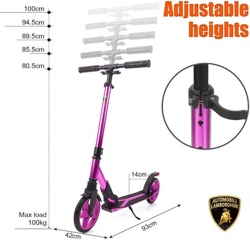 Lamborghini Kick Scooters for Kids Ages 8-12 - Premium Kids Scooter with Foldable Aluminum Frame and Adjustable Handlebars in Saudi Arabia