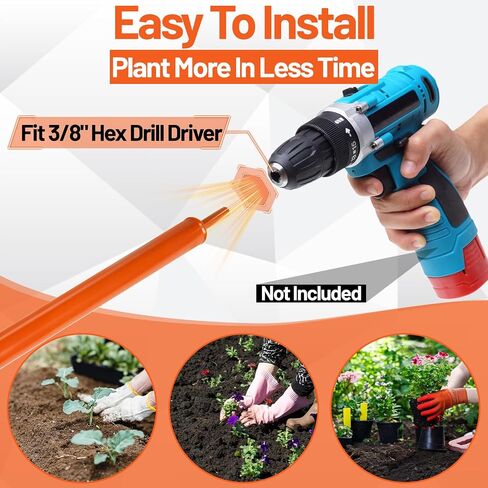 ‎4"x24" Auger Drill Bit for Planting – Heavy Duty Garden Auger Post Hole Digger with Spiral Double Blade & 3/8" Hex Drive for Fast Hole Drilling in Saudi Arabia