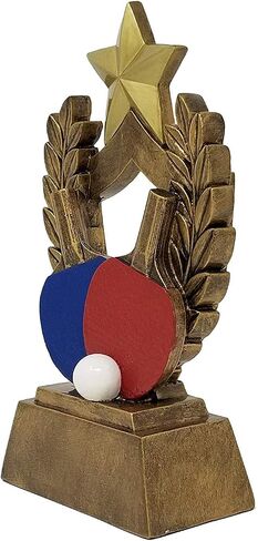 Awards Goards Ping Pong Trophy - جائزة تنس الطاولة المحفورة المخصصة - تصميم مجداف أحمر وأزرق - احتفل بطل Ping Pong - Baddle Ball Mastery Trophy - Customize Now (6 بوصات) in Saudi Arabia