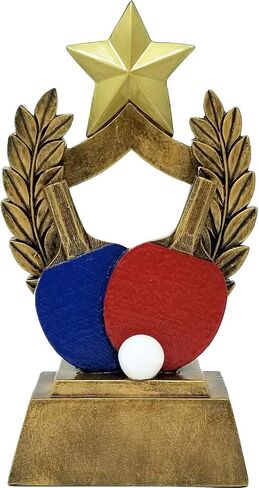 Awards Goards Ping Pong Trophy - جائزة تنس الطاولة المحفورة المخصصة - تصميم مجداف أحمر وأزرق - احتفل بطل Ping Pong - Baddle Ball Mastery Trophy - Customize Now (6 بوصات) in Saudi Arabia