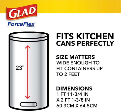 Glad ForceFlex Tall Kitchen Acags ، 13 Gallon ، Gain Original ، 140 Count (قد تختلف الحزمة) in Kuwait