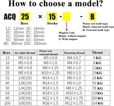 ACQ12/16/20/25/32/40-10-20-25-40-50-50-60-B PNEUMATIC PESTON ALIST AIR ALENT ALENTERS CALINDERS OFFTING (ST 75MM ، ACQ20 (بدون مغناطيس)) in Saudi Arabia