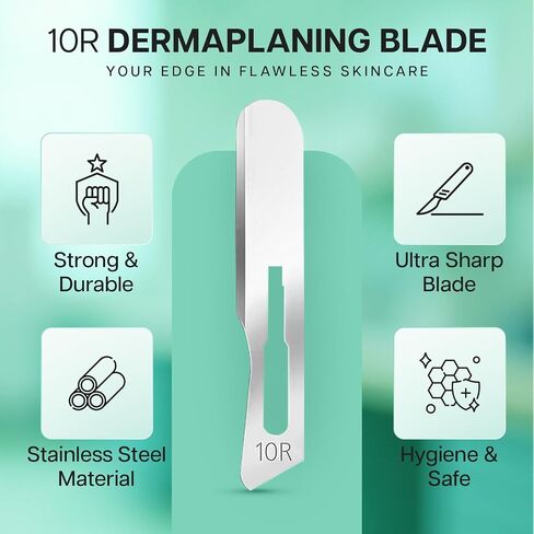 10R شفرات dermaplaning | شفرات Dermaplane 10R | شفرات 10R Dermaplane Professional ، مزيل Peach Fuzz للنساء تواجه شفرات Derma من الفولاذ المقاوم للصدأ ، حزمة 100 in Saudi Arabia