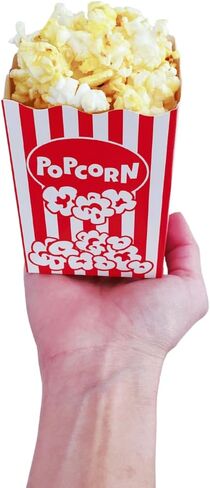 100 Pack Mini Popcorn Box Disposable Container, 4 Inches tall, Cardboard Classic Red and White Striped design, Parties, Movie Night, Snack, Mini box in Saudi Arabia