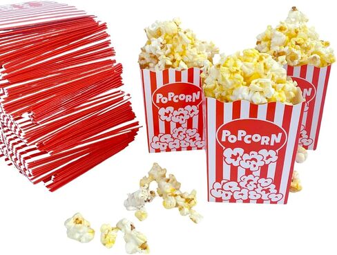 100 Pack Mini Popcorn Box Disposable Container, 4 Inches tall, Cardboard Classic Red and White Striped design, Parties, Movie Night, Snack, Mini box in Saudi Arabia