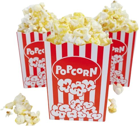 100 Pack Mini Popcorn Box Disposable Container, 4 Inches tall, Cardboard Classic Red and White Striped design, Parties, Movie Night, Snack, Mini box in Saudi Arabia