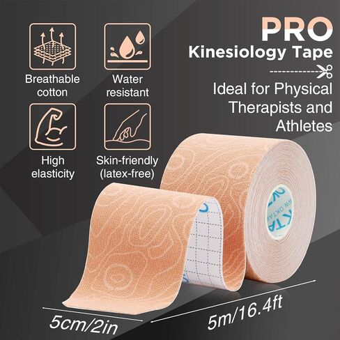 OK Tape Pro Movology Tape Roll Uncut Roll ، شريط رياضي للعلاج الطبيعي المرن لتخفيف الألم ، دعم العضلات ، الشريط الحركي ، مقاوم للماء ، 2 بوصة 16.4 قدمًا رماديًا in Saudi Arabia