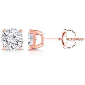 0.15 to 0.25 Carat Lab Grown Diamond Round Stud Earrings in 14k Gold (G-H, SI2-I1, cttw) 4-Prong Basket Screw Back by Diamond Wish