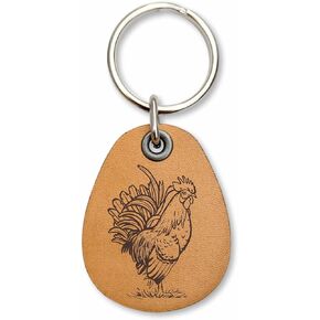 Genuine Leather Rooster Keychain Lightweight and durable Farm Theme Key Fob