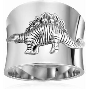 Antique Dinosaur Wide Band Ring,Retro S925 Sterling Silve Vintage Punk Biker Gothic Animal Thumb Index Finger Statement Band Ring Jewelry Gift for Women