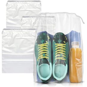 APQ Clear Drawstring Bag, 10 x 14 Inches. Pack of 50 Clear Plastic Drawstring Bags. 2 Mil Drawstring Clear Plastic Bags. Waterproof Clear Plastic Bags Drawstring for Cosmetics, Toiletries