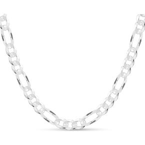 KEZEF 925 Sterling Silver Figaro Chain Necklace - Solid 9mm Italian Necklaces for Men - Sterling Silver Chains with Lobster Closure in Sizes 16-30 in - Made in Italy Silver Necklaces for Mens Jewelry