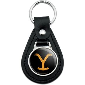 Black Leather Yellowstone TV Show Brand Keychain
