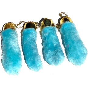Dangerous Threads Light Baby Blue Artificial Rabbit Rabbits Foot Keychain, 4 pieces
