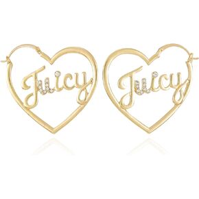 Juicy Couture Goldtone Logo Heart Hoop Earrings