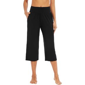 WiWi Bamboo Viscose Soft Capri Yoga Loose Pants for Women High Waisted Comfy Pjs Capris Lounge Pajama Bottoms S-XXL