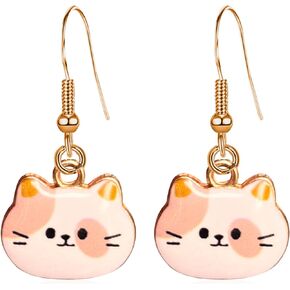 Dangling Cat Earrings Kawaii Aesthetic Funny Cartoon Kitten Alloy Drop Dangle Earrings With Hypoallergenic French Hook Animals Lover Gifts Party Favors for Kids Girls Women