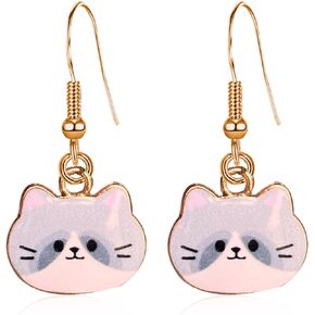 الأقراط المتدلية القط kawaii الجمالية مضحك الكرتون هريرة سبيكة قطرة تتدلى الأقراط مع هيبوالرجينيك الفرنسية هوك الحيوانات عاشق الهدايا حزب تفضل للأطفال الفتيات النساء
