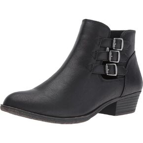 Sugar Women's Tikki Dress Block Heel Ankle Boot Ladies Side Zip Bootie with Triple Buckle Over Open Ankle