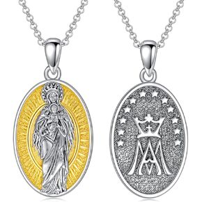 YOSOPRETTY Jesus/Praying Hands/Virgin Mary/St Christopher/St Michael Necklace 925 Sterling Silver Christian Religious Amulet Medal Jewelry Gifts for Men Women in Kuwait