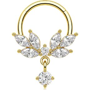 Melighting 16G Septum Ring, Vine Septum Jewelry, Dangle Daith Piercing Jewelry Stainless Steel 316L, Daith Piercing Jewelry, Helix Conch Tragus Piercing for Women