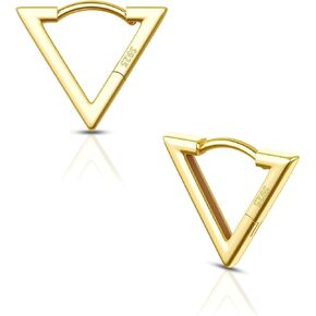 COCHARM 14K Real Gold Plated 925 Sterling Silver Hoop Earrings 20g Cartilage Hoop Triangle Helix Piercing Jewelry Septum Rings for Women Men