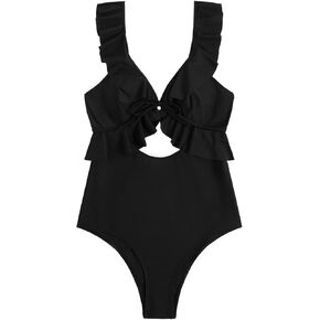 بدلة سباحة نسائية من قطعة واحدة مكشكشة وربطة عنق مقطوعة من Verdusa، ملابس سباحة عالية الخصر in Kuwait