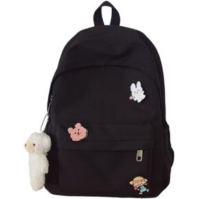 Kawaii Cute Aesthetic School Laptop Backpack with Accessories Pin Plush Pendant for Teen Girls, Students
