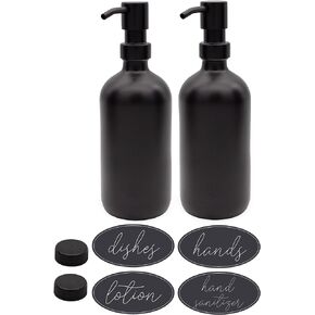 زجاجات ضخ زجاجية سعة 16oz من Darware (مجموعة من 2، أبيض مع ذهبي)؛ زجاجات مضخة موزع الصابون مع أغطية مضخة معدنية مصقولة
