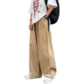 السراويل البضائع النسائية الفضفاضة Y2K الشارع الشهير القطن الصلبة خمر فضفاضة تناسب مع جيوب بالازو in Kuwait