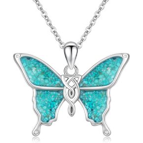 Whale/Butterfly/Mountain/Waves Nature Necklace for Women Girls 925 Sterling Silver Obsidian Crushed Stone Ocean Pendant Jewelry Gifts for Nature Lover in Kuwait