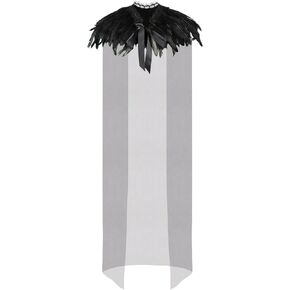 Charmian Costume Accessories Gothic Shrug Wrap Feather Shawl with Lace Cape