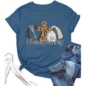 A Lot Can Happen in 3 Days Shirt Women Christian Easter Tshirts Casual Short Sleeve Religious Quotes Tee Tops