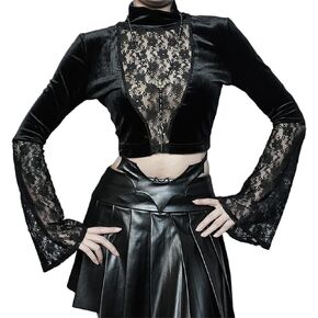 Goth T-Shirt Punk Crop Top Shirts for Women Going Out Tops