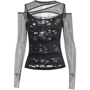 Goth T-Shirt Punk Crop Top Shirts for Women Going Out Tops