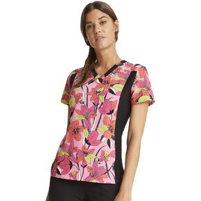 Cherokee iFlex Women Scrubs Top V-Neck Knit Panel CK641