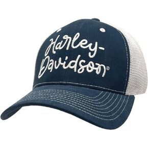 Harley-Davidson Women's Embroidered Harley Script Baseball Cap, Navy Blue