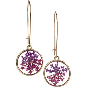Handmade Real Natural Boho Artsy Dried Flower Resin Epoxy Earrings for Women