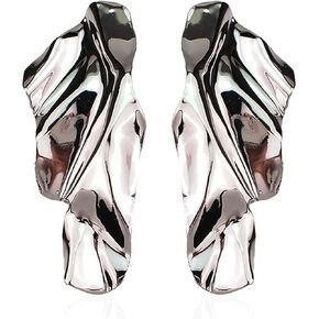 Statement Geometric Texture Earrings for Women Girls Large Fashion Irregular Minimalism Metal Simple Modern Earrings Rectangle Large Hypoallergenic Leaf Earrings