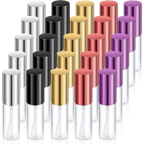 25 Pcs Travel Perfume Atomizer Sprayer Refillable Empty Perfume Bottle for Perfume Mist Glass Spray Bottles Clear Portable Fragrance Bottle for Travel (Silver, 10 ml)