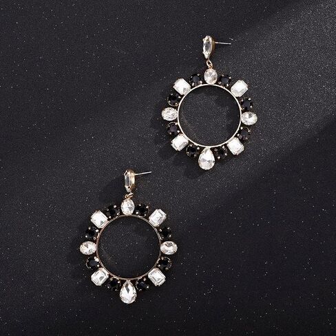 Xerling Colorful Crystal Statement Earrings Multicolor Rhinestone Hoop Earrings for Women Bling Dangle Drop Stud Earrings Boho Circle Hoop Earrings in Saudi Arabia