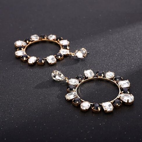 Xerling Colorful Crystal Statement Earrings Multicolor Rhinestone Hoop Earrings for Women Bling Dangle Drop Stud Earrings Boho Circle Hoop Earrings in Saudi Arabia