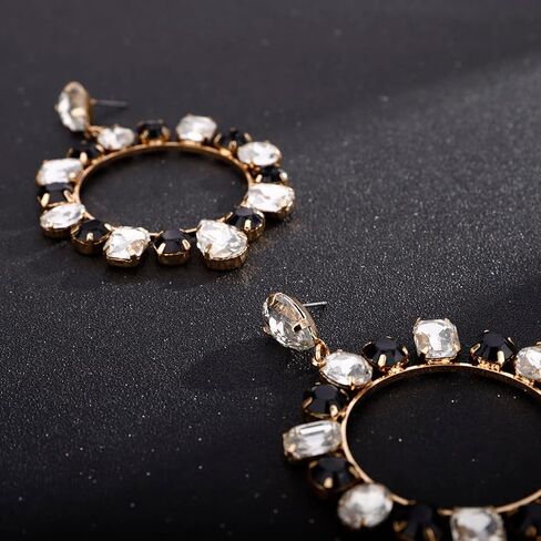 Xerling Colorful Crystal Statement Earrings Multicolor Rhinestone Hoop Earrings for Women Bling Dangle Drop Stud Earrings Boho Circle Hoop Earrings in Saudi Arabia