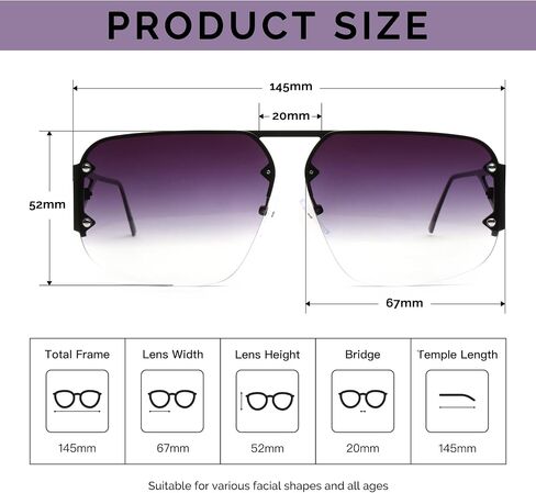 Trendy Sunglasses for Women Men UV Protection Shade Metal Rimless Frame Gafas De Sol Lentes De Sol… in Saudi Arabia