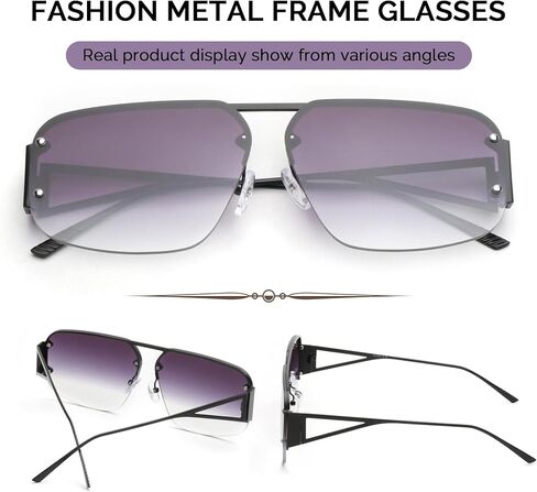 Trendy Sunglasses for Women Men UV Protection Shade Metal Rimless Frame Gafas De Sol Lentes De Sol… in Saudi Arabia